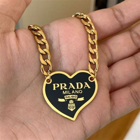 prada black heart necklace|heart charm necklace burgendy Prada.